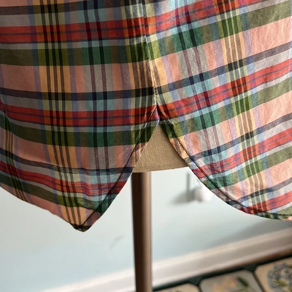 J. Crew Re-imagined Silk Blend Button Down Plaid Top Sz XS NWT